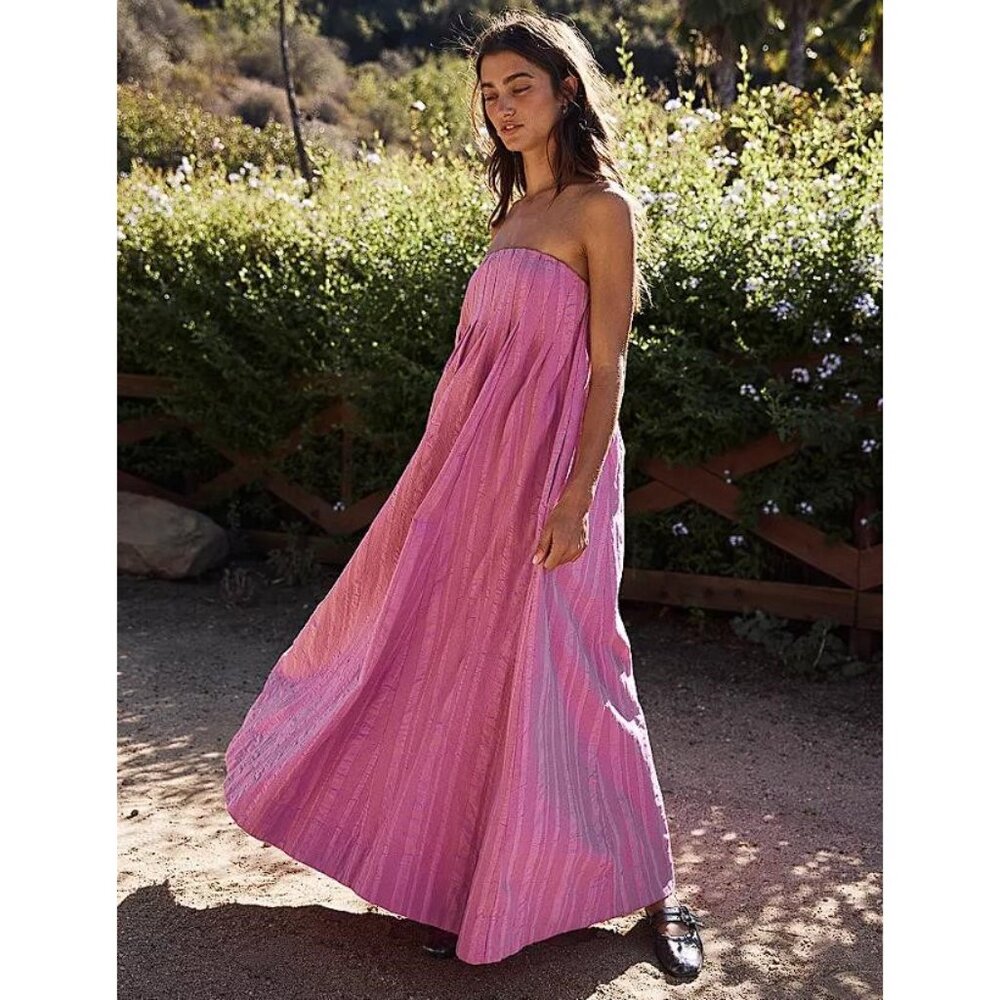 Free People Pink Strapless Maxi Dress